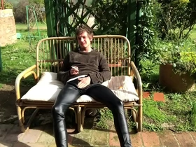 Smoking in leather pants