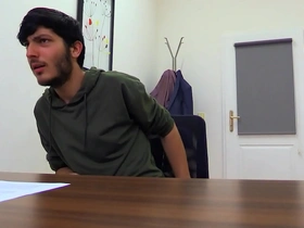 Ambitious twink hairdresser compensates for his lack of experience with a raw fuck at the interview - bigstr