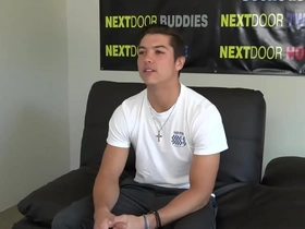Casted straight jock wanking dick on the couch