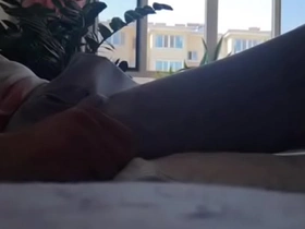 Small Chinese boy with a big cock gives a handjob