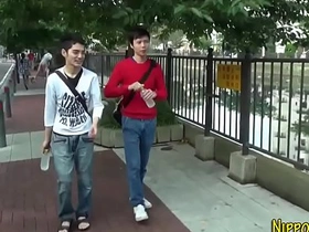 Young Asian boy masturbates and cums on his body