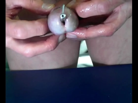 Mick sounding his big cock with a penis plug
