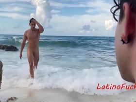 Dreamy latino influencer beach fuck
